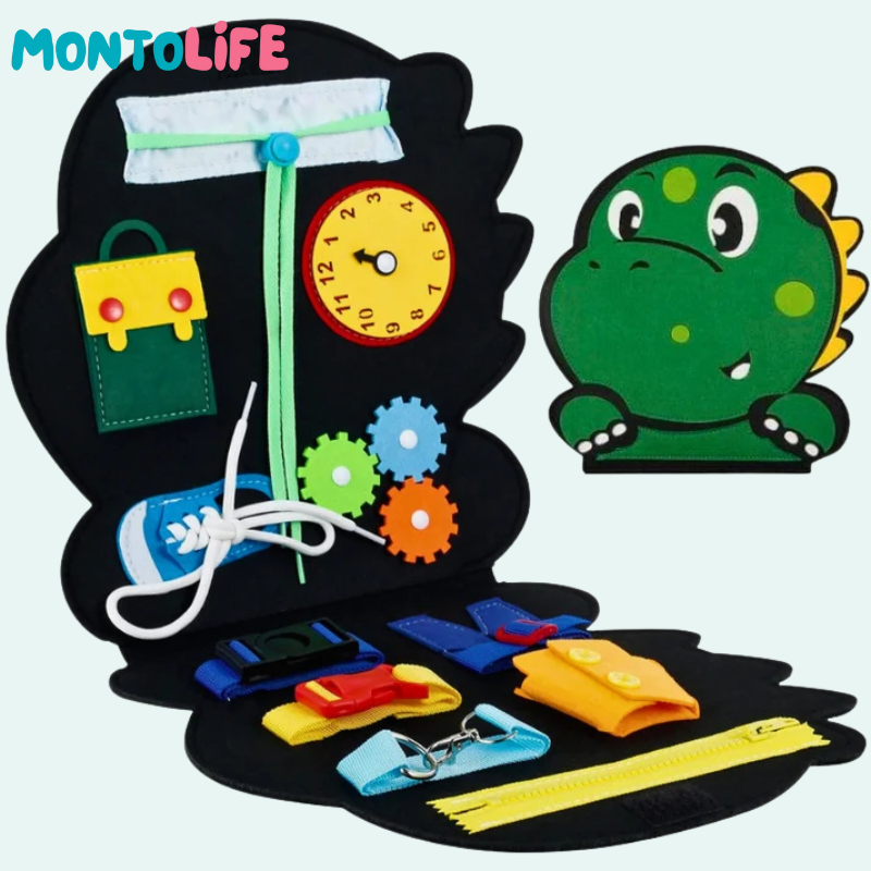 Sensory Busy Board – Dinosaur Activity Toy for Toddlers & Early Learning Fun