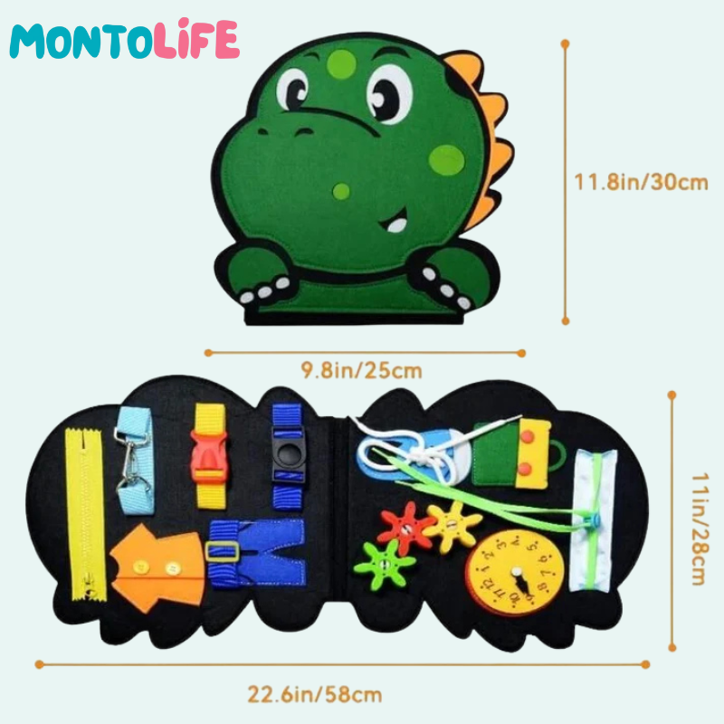 Sensory Busy Board – Dinosaur Activity Toy for Toddlers & Early Learning Fun