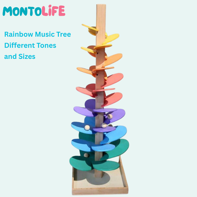 Wooden Rainbow Tree – Soothing Drop Ball Toy