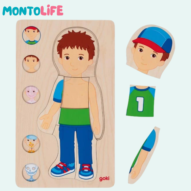 Wooden Layer Puzzle Anatomy Boy – Educational Human Body Learning Toy