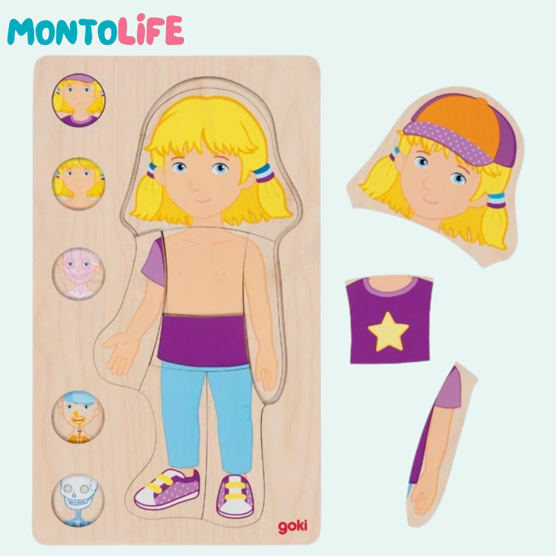 Wooden Layer Puzzle Anatomy Girl – Educational Human Body Learning Toy