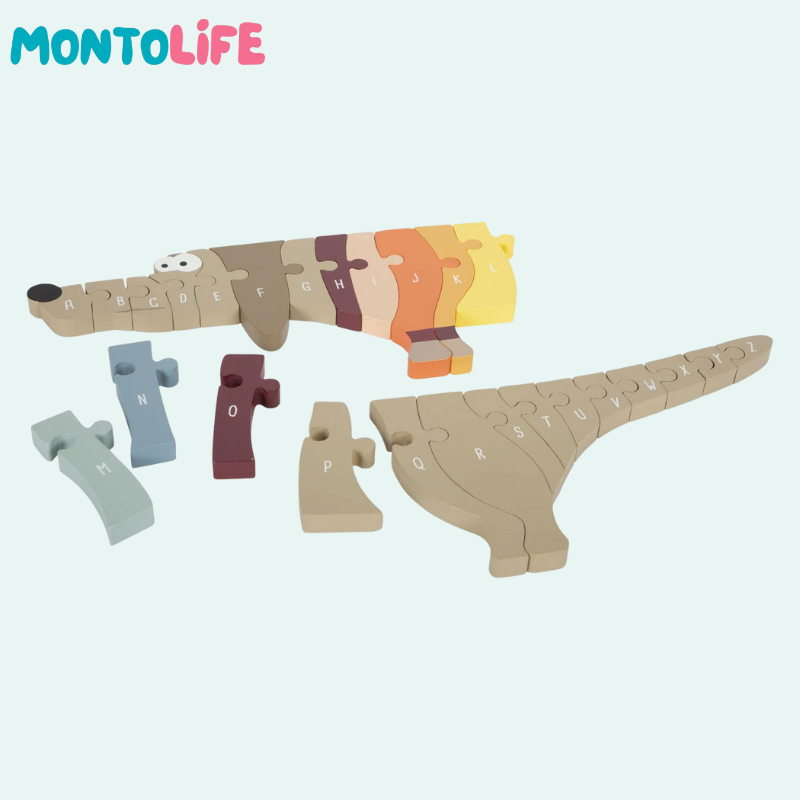 Wooden Dog Puzzle – Alphabet & Shape Learning Toy