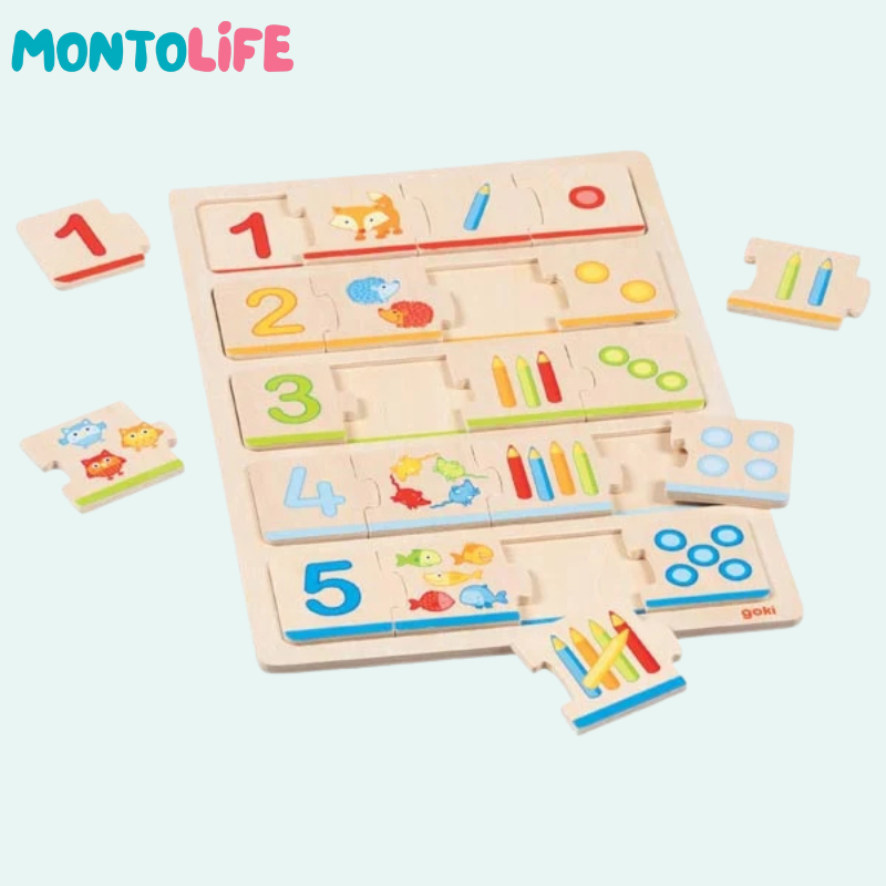 Wooden Counting Puzzle – Montessori Numbers Learning Toy