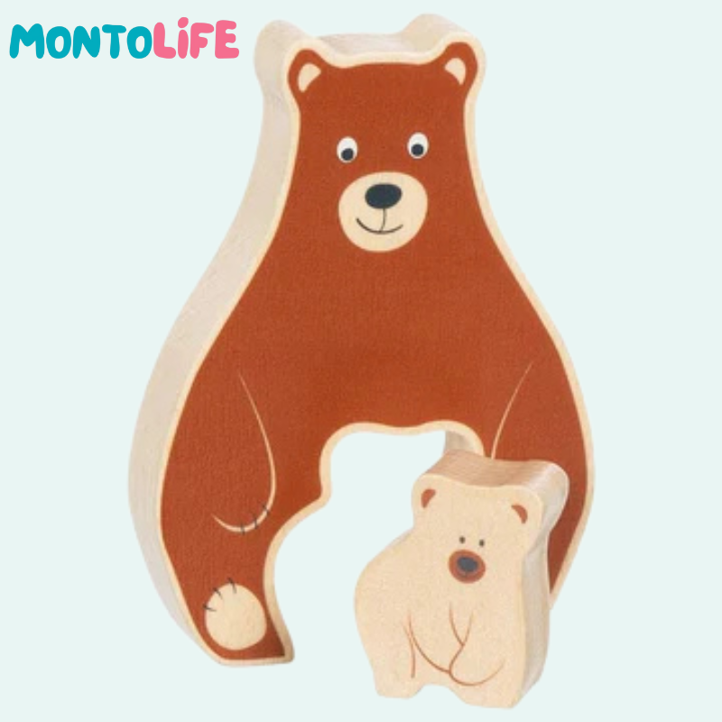 Wooden Stacking Puzzle – Bear Family Educational Toy