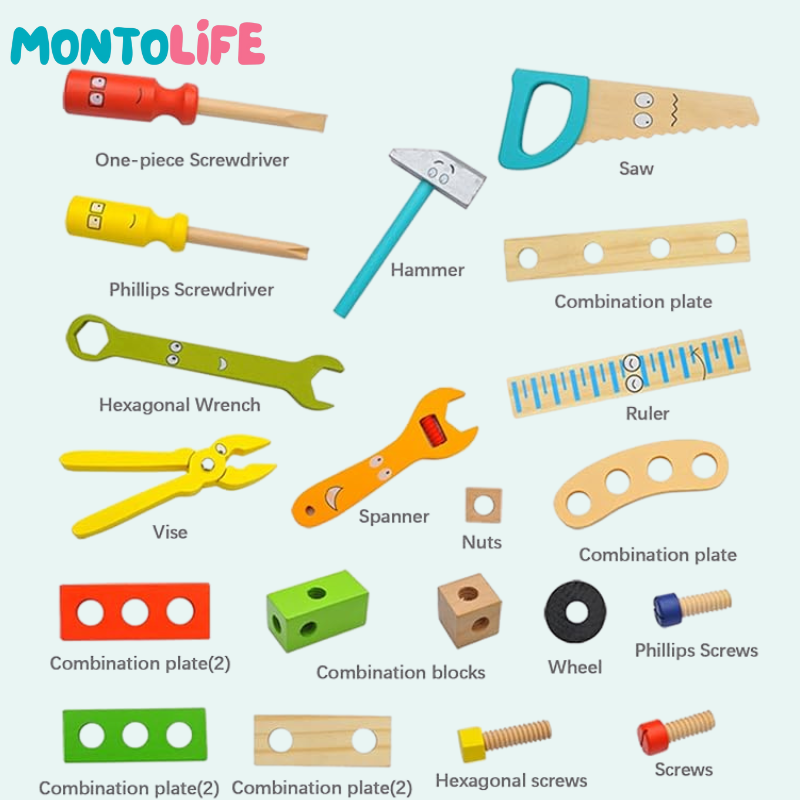 Wooden Tool Set – Educational Construction Toy for Hands-On Learning & Creativity