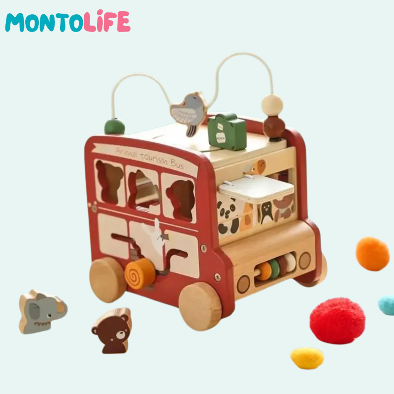 Safari Adventure Learning Bus – Educational Wooden Toy