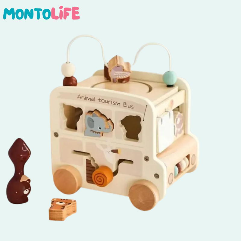 Safari Adventure Learning Bus – Educational Wooden Toy