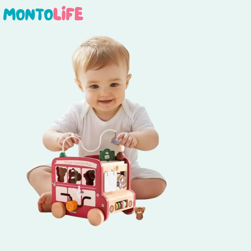 Safari Adventure Learning Bus – Educational Wooden Toy