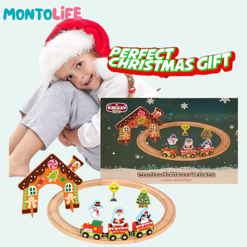 Holiday Express Train Set – Festive Wooden Railway