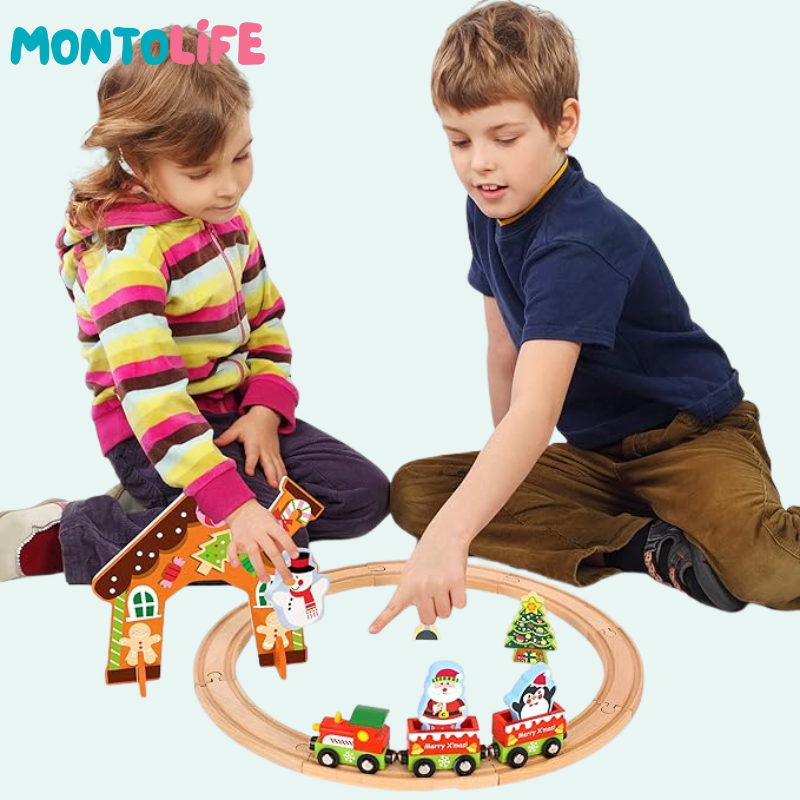Holiday Express Train Set – Festive Wooden Railway