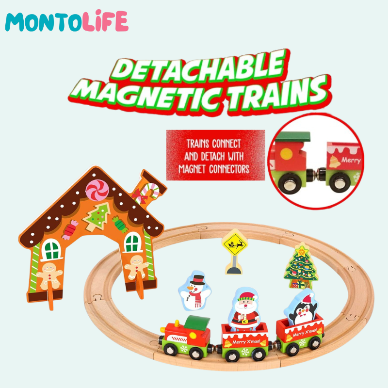 Holiday Express Train Set – Festive Wooden Railway
