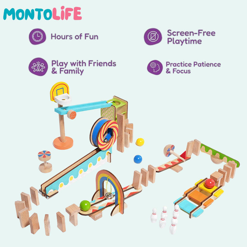 Wooden Domino Track – Creative Chain Reaction STEM Learning Toy