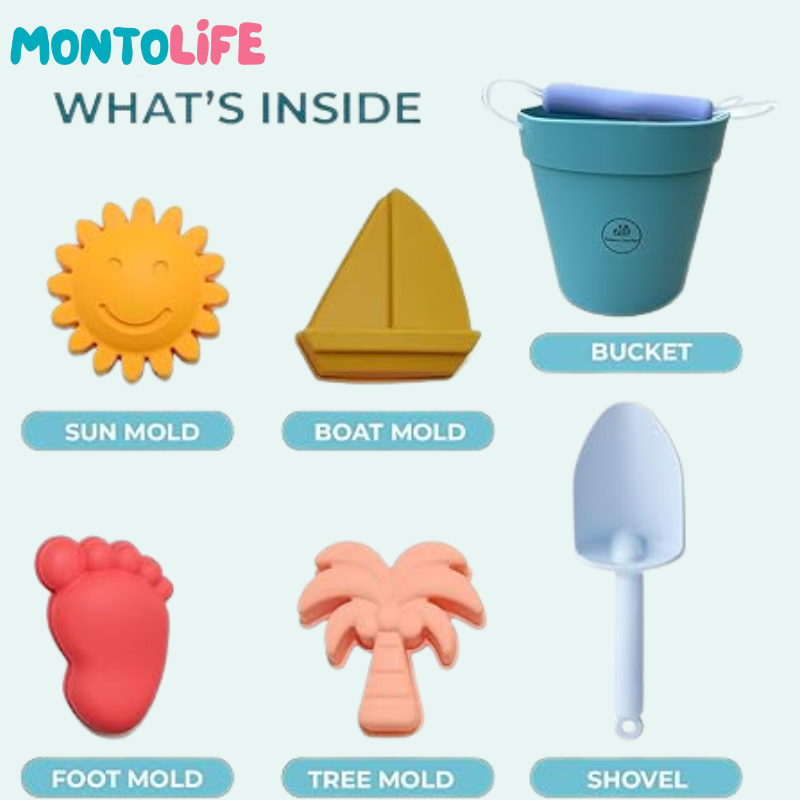 Soft Silicone Beach Play Kit - Sustainable Fun for Little Beach Explorers