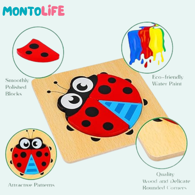 Joyful Brain Teaser Set – 6-Pack Wooden Educational Puzzle Toys