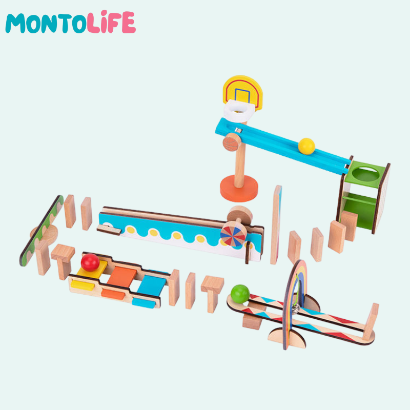 Wooden Domino Track – Creative Chain Reaction STEM Learning Toy