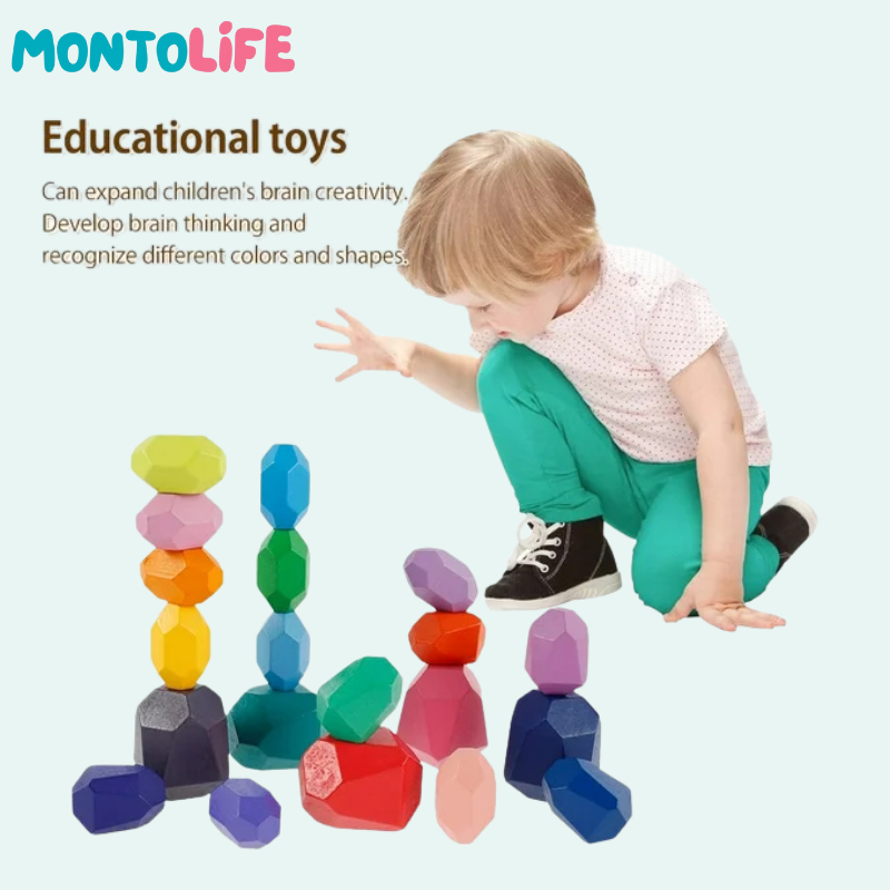 Wooden Balancing Stones - Stacking Set for Fine Motor Skills