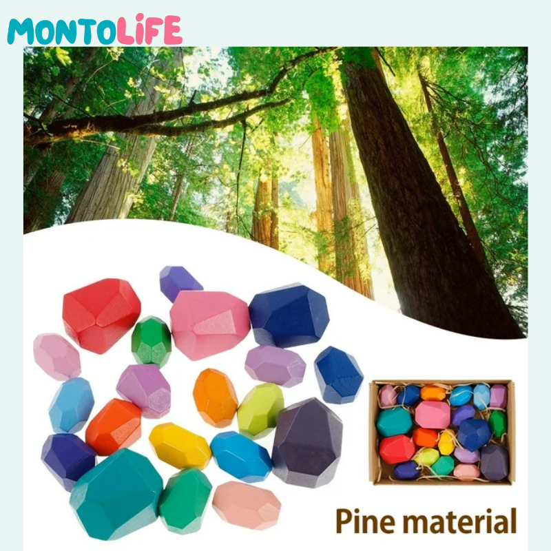 Wooden Balancing Stones - Stacking Set for Fine Motor Skills