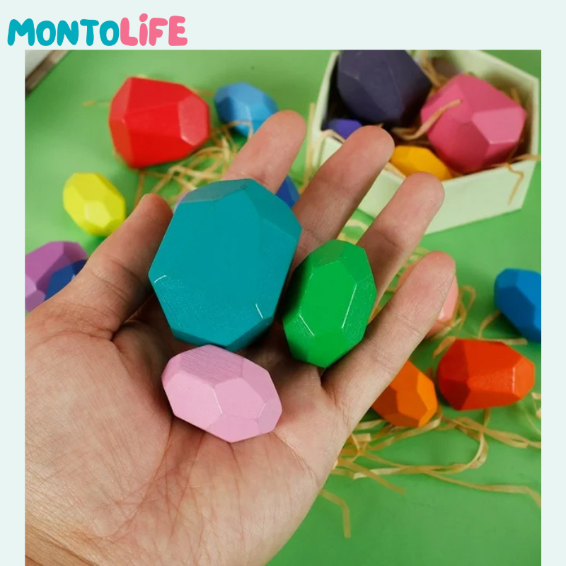 Wooden Balancing Stones - Stacking Set for Fine Motor Skills