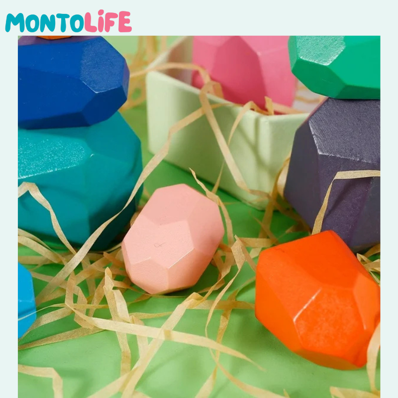 Wooden Balancing Stones - Stacking Set for Fine Motor Skills