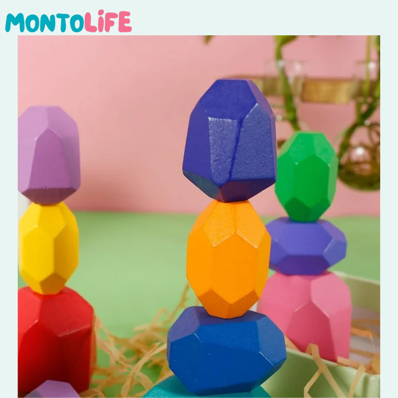 Wooden Balancing Stones - Stacking Set for Fine Motor Skills
