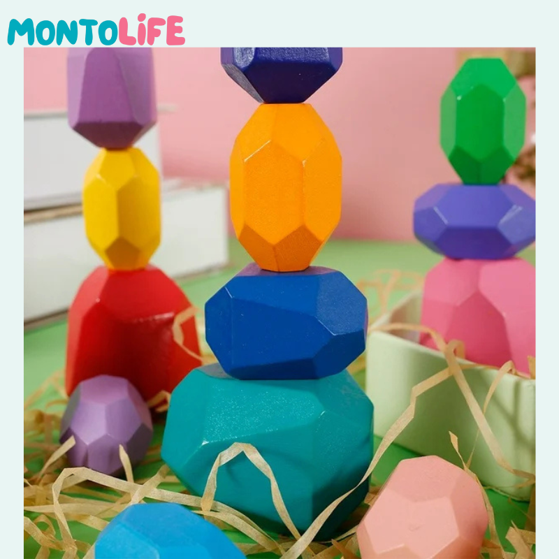 Wooden Balancing Stones - Stacking Set for Fine Motor Skills