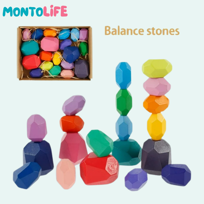 Wooden Balancing Stones - Stacking Set for Fine Motor Skills