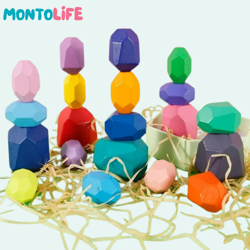 Wooden Balancing Stones - Stacking Set for Fine Motor Skills