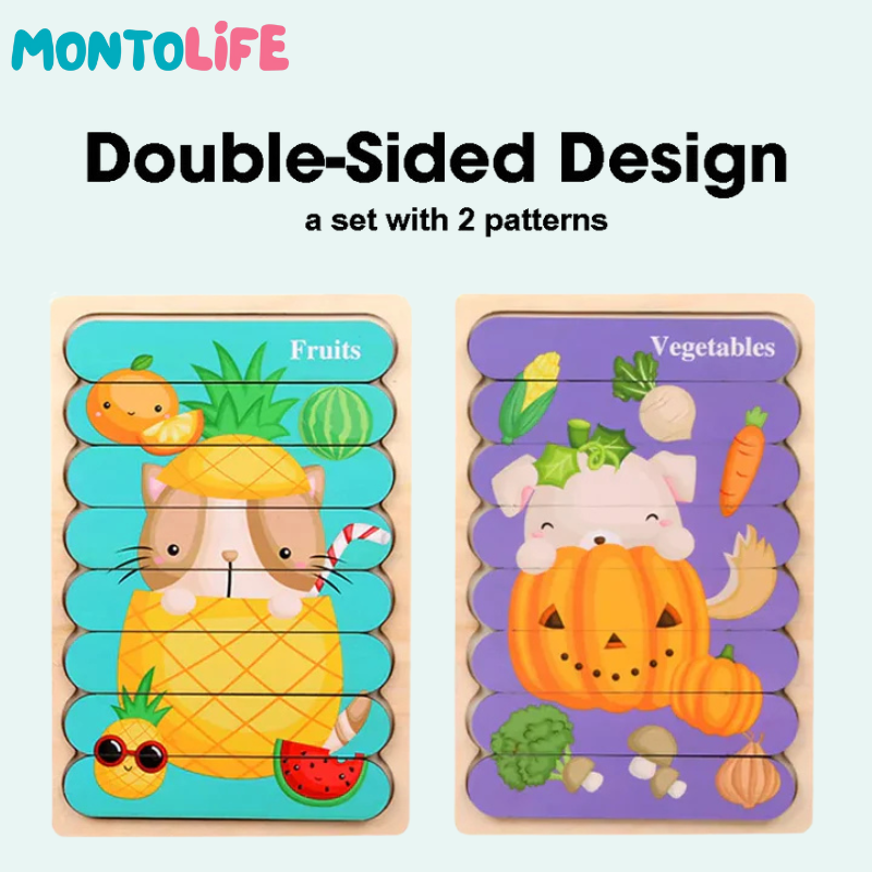 Reversible Puzzle Collection – 5-Pack Wooden Educational Learning Set