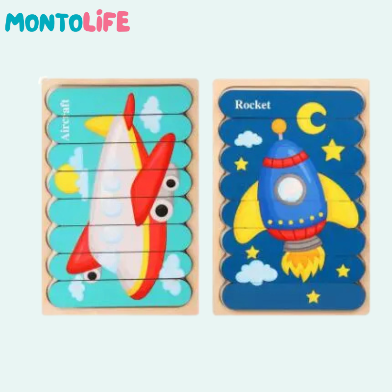 Reversible Puzzle Collection – 5-Pack Wooden Educational Learning Set