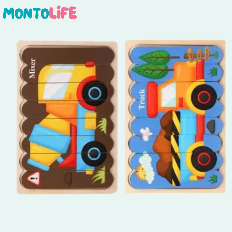 Reversible Puzzle Collection – 5-Pack Wooden Educational Learning Set