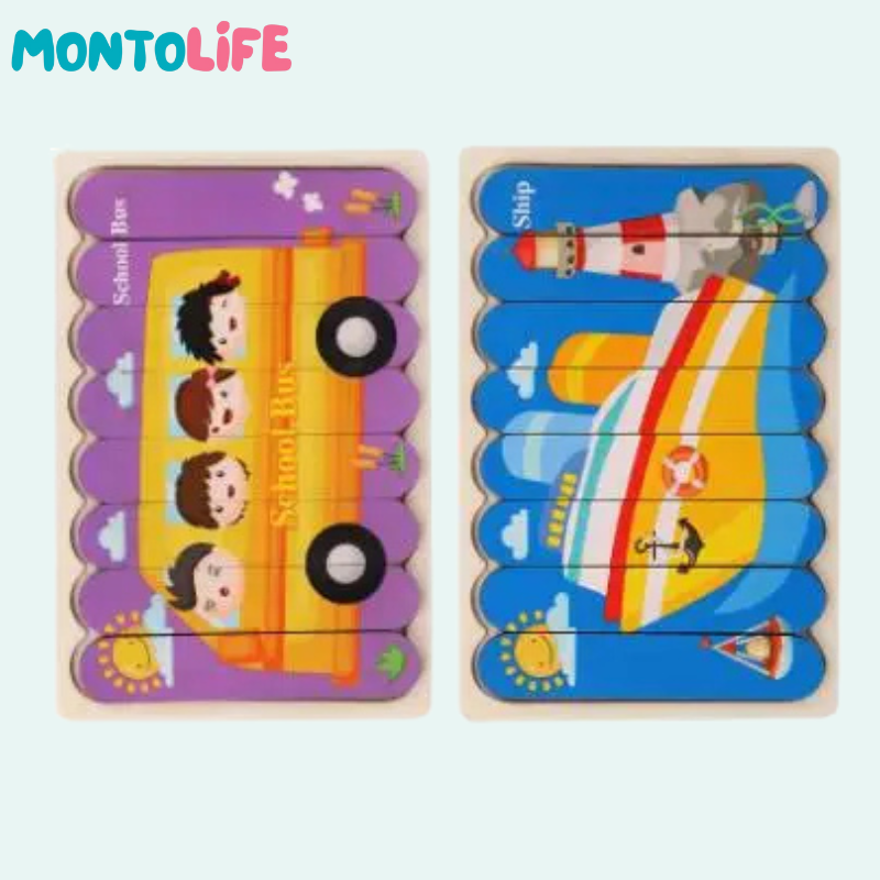 Reversible Puzzle Collection – 5-Pack Wooden Educational Learning Set