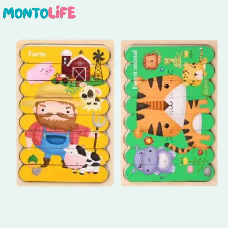 Reversible Puzzle Collection – 5-Pack Wooden Educational Learning Set