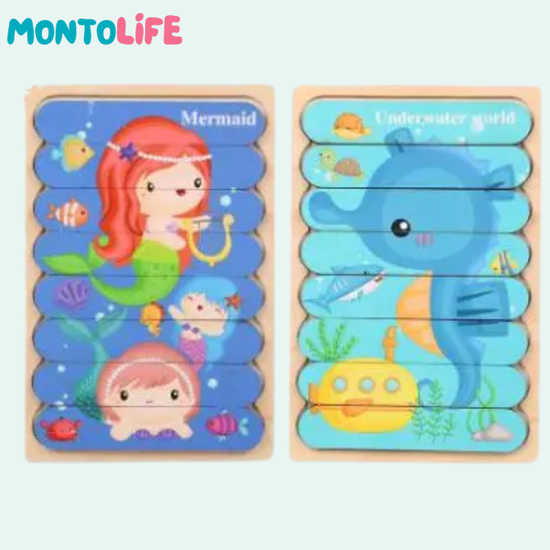 Reversible Puzzle Collection – 5-Pack Wooden Educational Learning Set