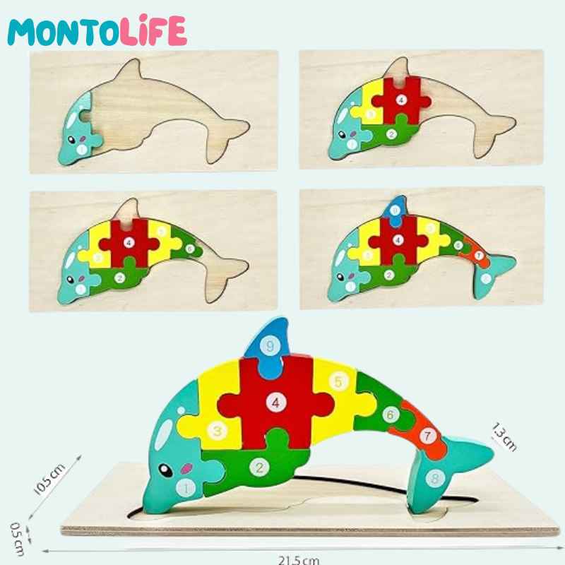 Natural Wood Puzzle Set – 4-Pack Educational Brain Development Toys