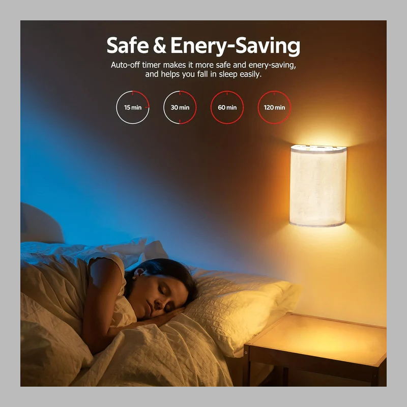 Set of 2 Wireless Wall Lights – Dimmable Linen Shades with Remote