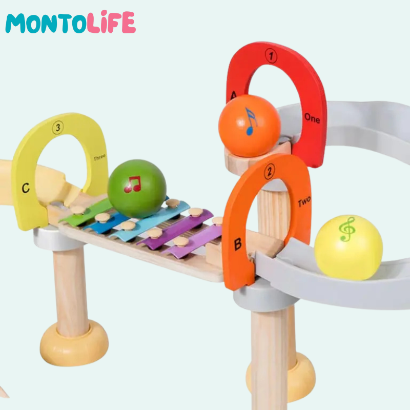 Musical Ball Run – Wooden Marble Track with Sound & STEM Learning Fun
