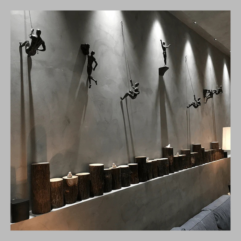 Creative Wall Sculpture Set – Modern 3D Climbing Man