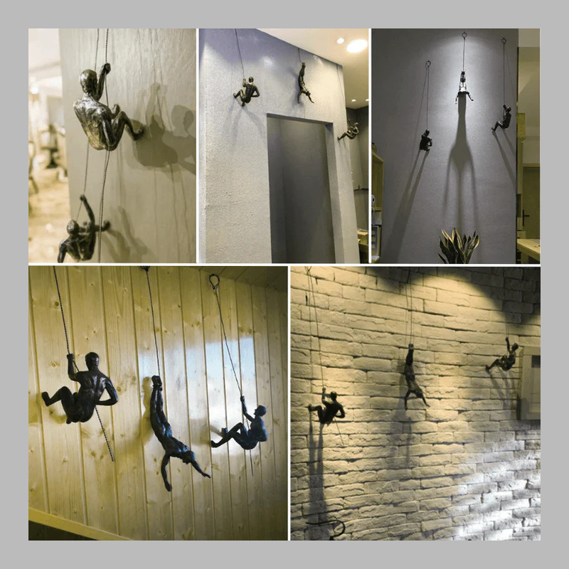 Creative Wall Sculpture Set – Modern 3D Climbing Man