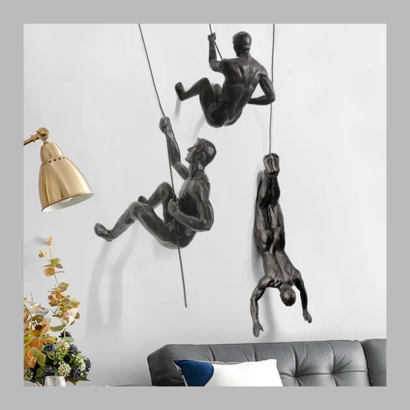 Creative Wall Sculpture Set – Modern 3D Climbing Man