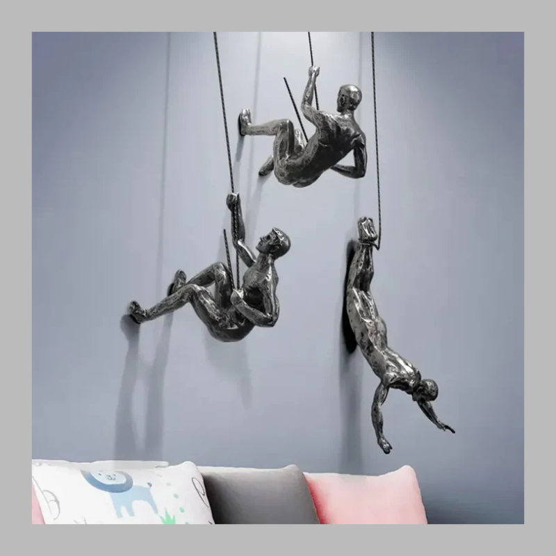 Creative Wall Sculpture Set – Modern 3D Climbing Man
