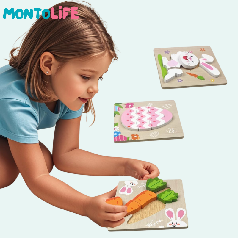 Seasonal Spring Puzzle Set – 4-Pack Wooden Educational Learning Toys
