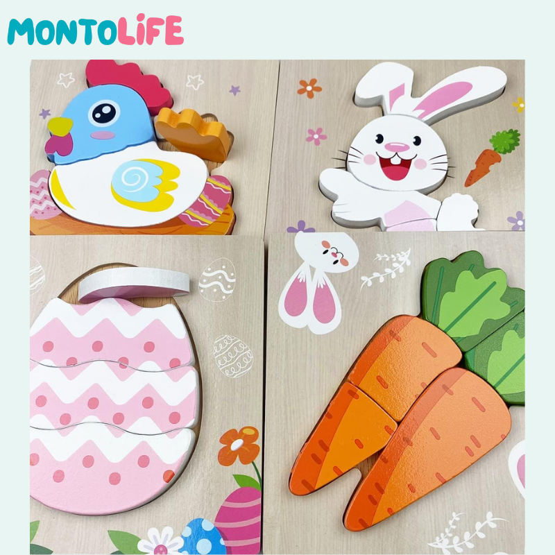 Seasonal Spring Puzzle Set – 4-Pack Wooden Educational Learning Toys