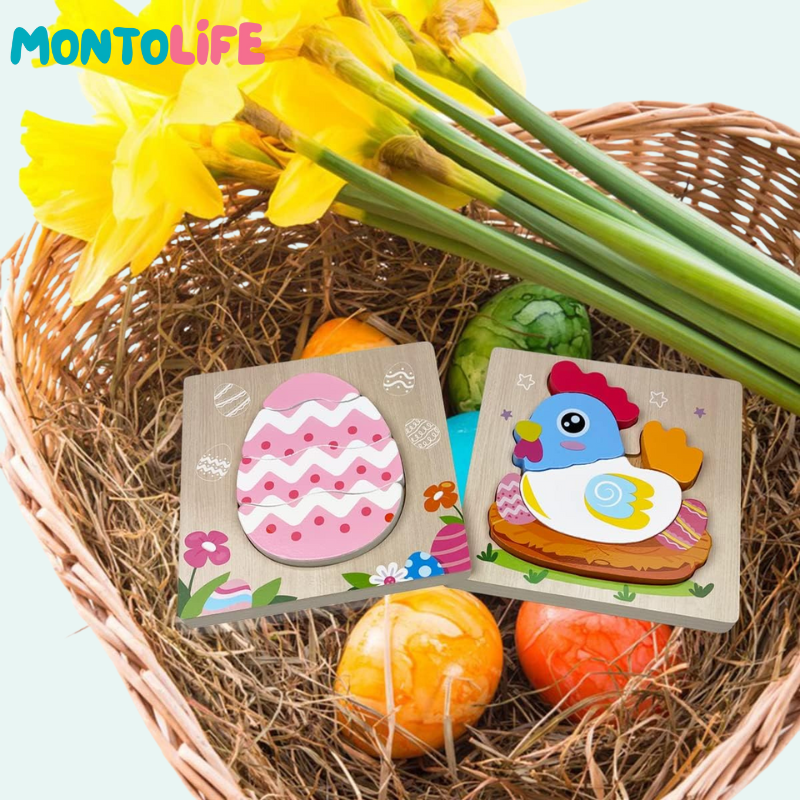 Seasonal Spring Puzzle Set – 4-Pack Wooden Educational Learning Toys