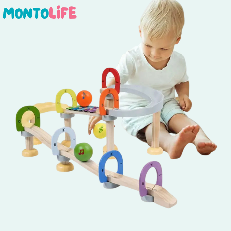 Musical Ball Run – Wooden Marble Track with Sound & STEM Learning Fun