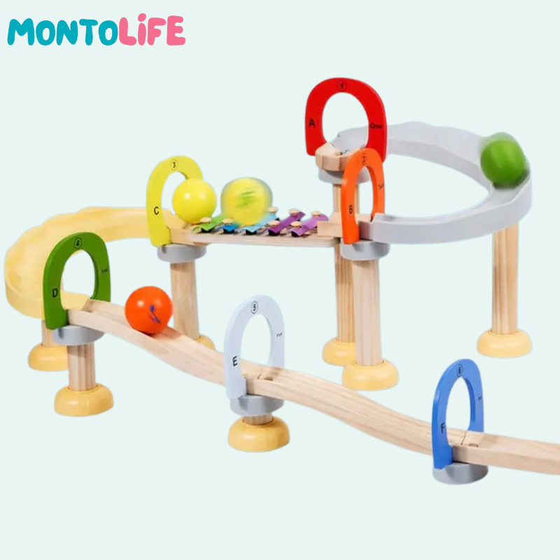 Musical Ball Run – Wooden Marble Track with Sound & STEM Learning Fun