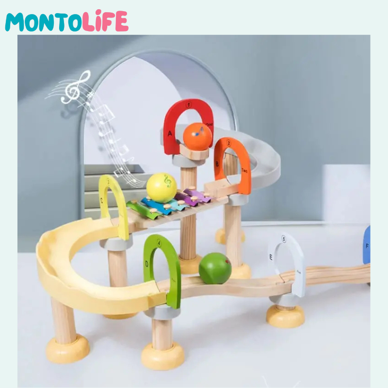 Musical Ball Run – Wooden Marble Track with Sound & STEM Learning Fun