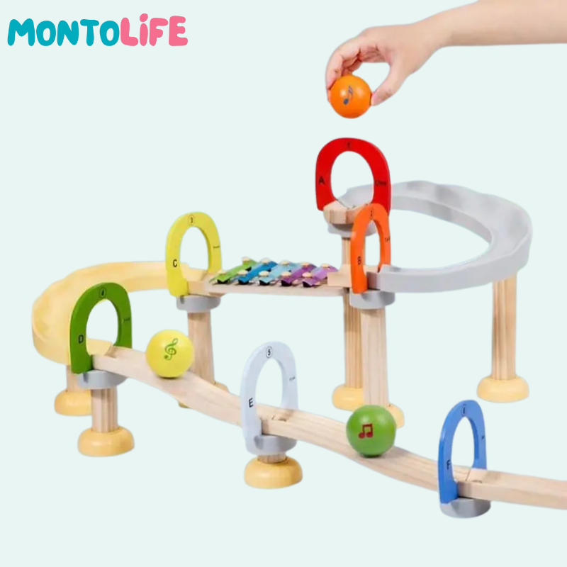Musical Ball Run – Wooden Marble Track with Sound & STEM Learning Fun
