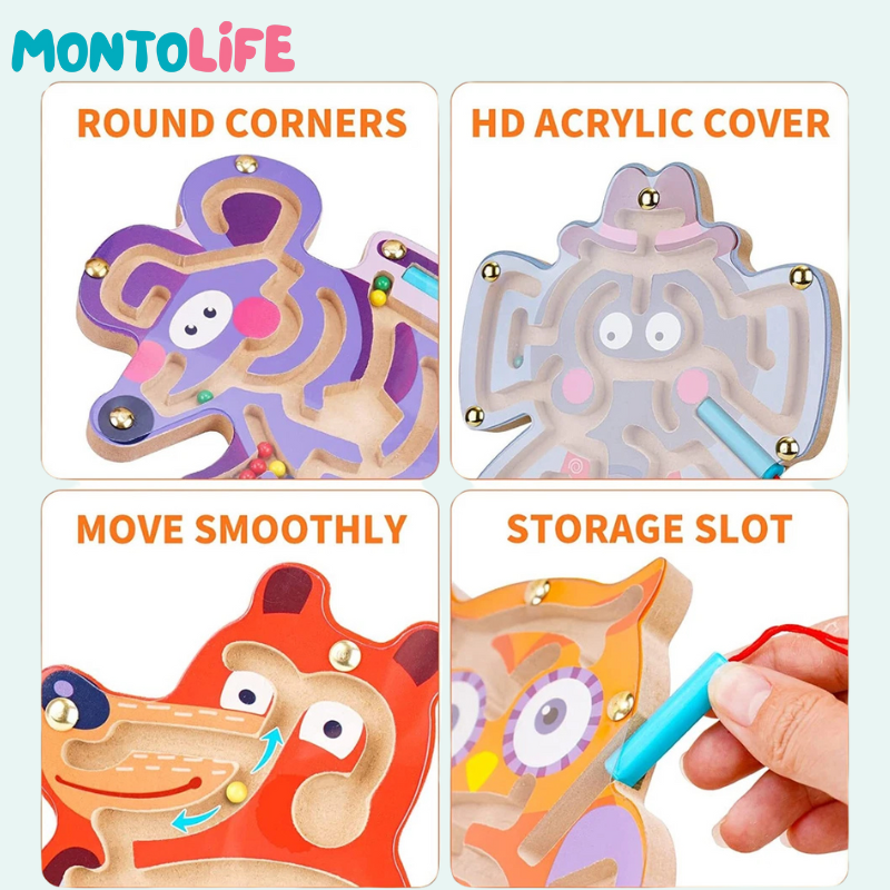Wooden Magnetic Maze – Interactive Fine Motor Skill Learning Toy