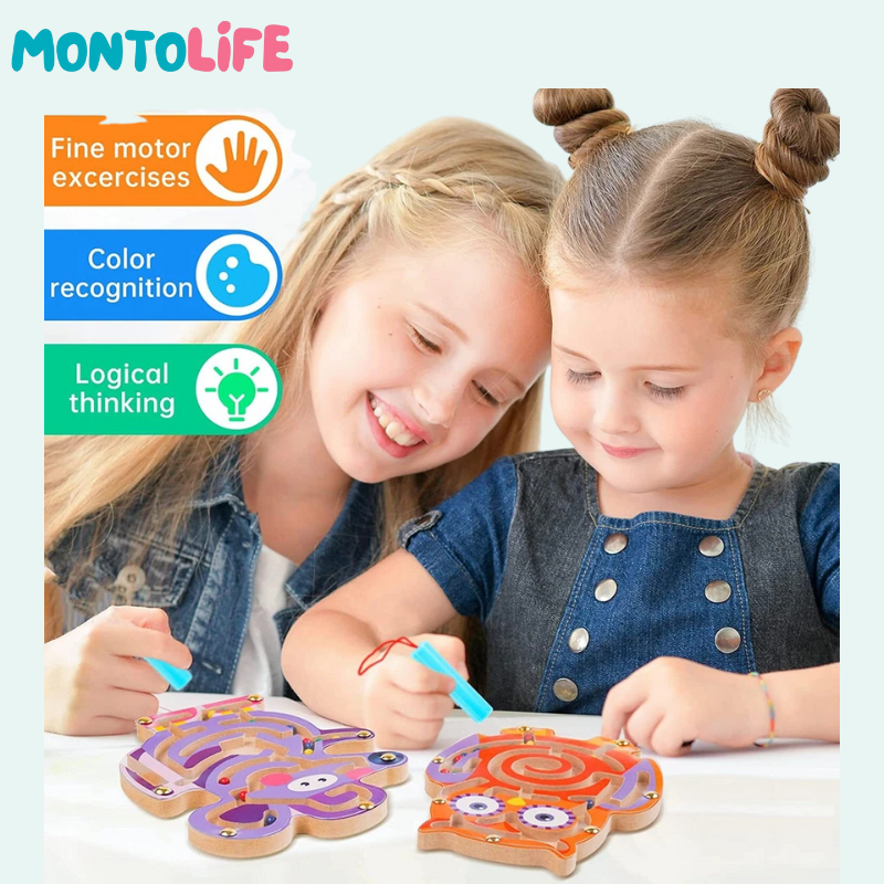 Wooden Magnetic Maze – Interactive Fine Motor Skill Learning Toy