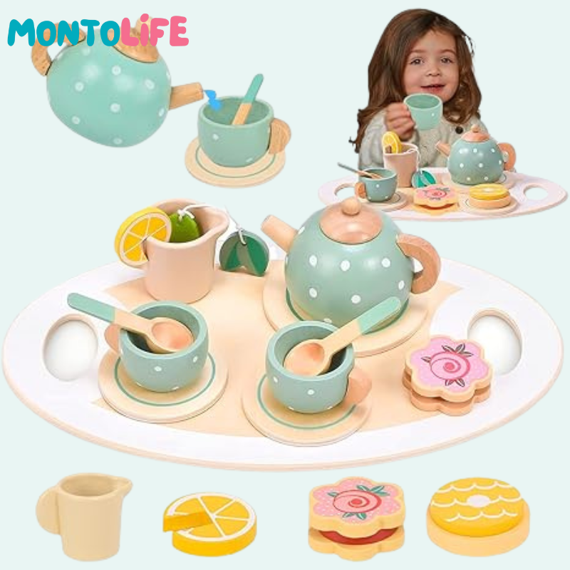Wooden Tea Set – Pretend Play for Mindful Motor & Social Skills Development